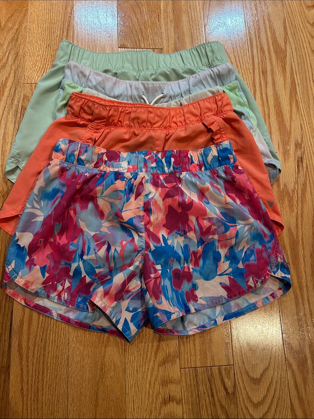 Old Navy Active Girls Shorts Set — Floral Pink & Blue, Coral, Sage, Light Gray
